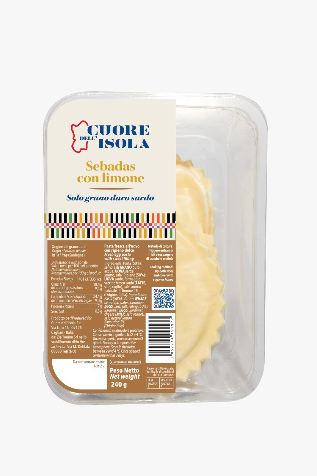 Cuore dell'Isola Sebadas con limone pasta con semola di grano duro sardo 240 gr