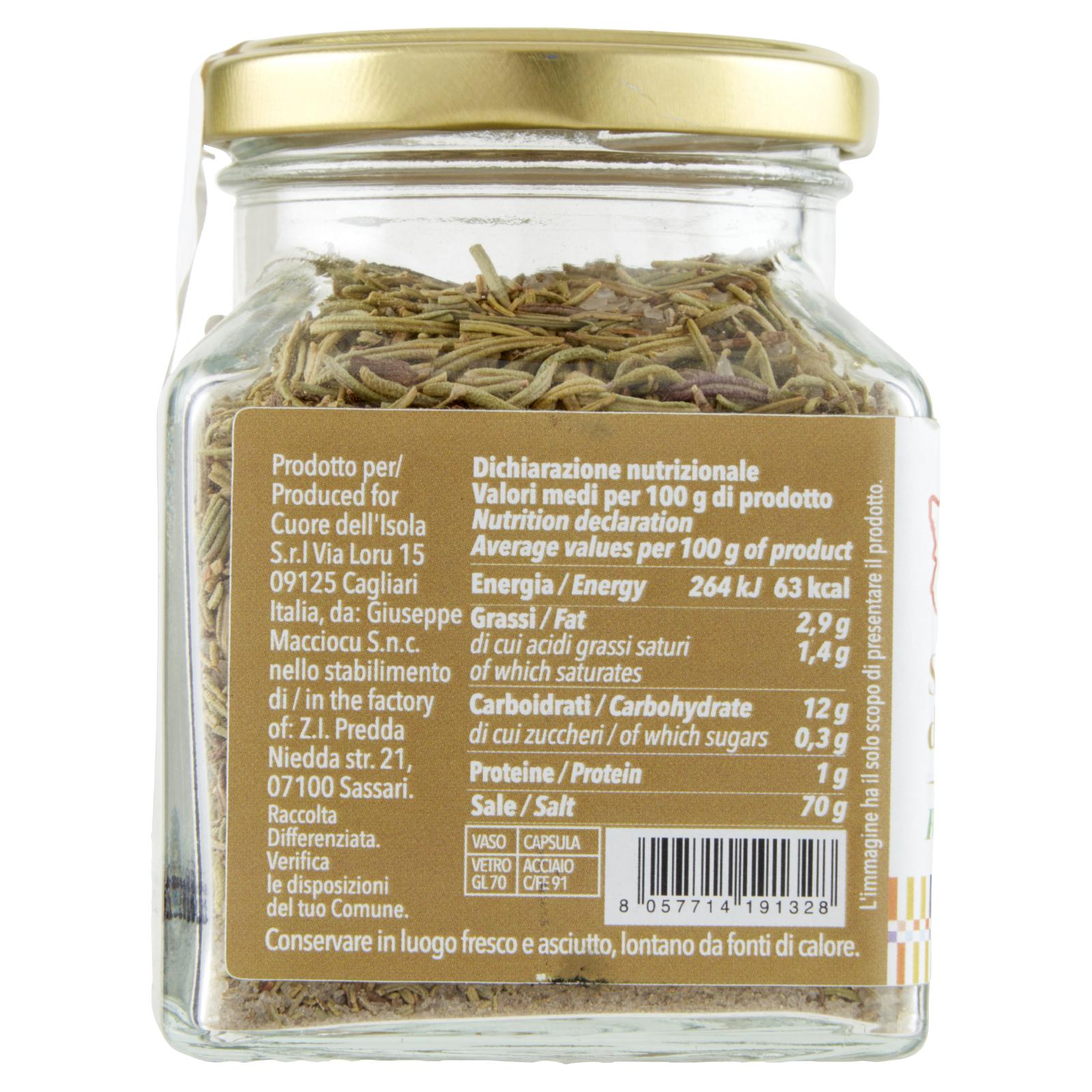 Cuore dell'Isola Sale Marino di Sardegna Rosmarino 210 g