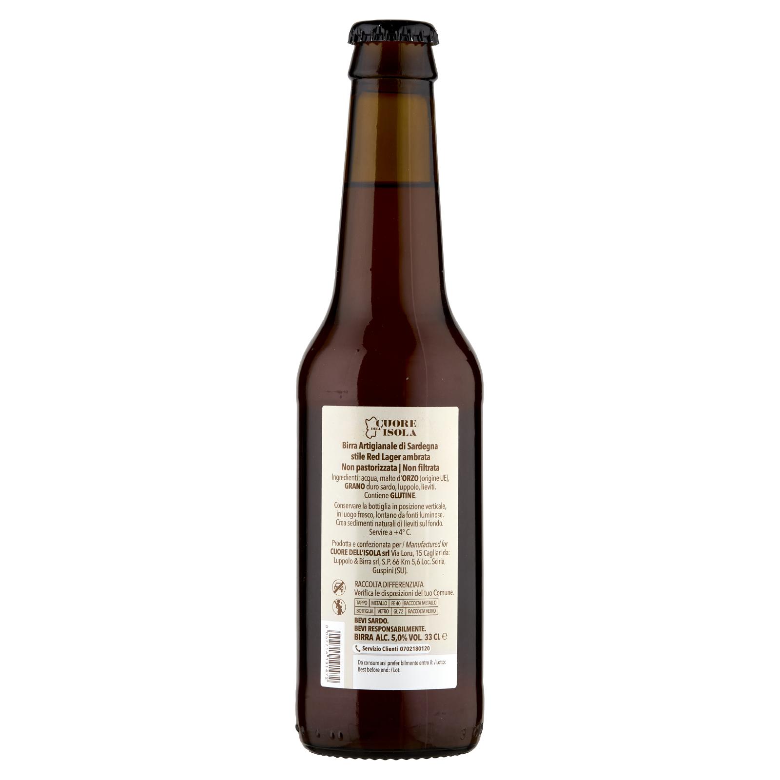 Cuore dell'Isola Birra Artigianale di Sardegna Rossa Red Lager 33 cl