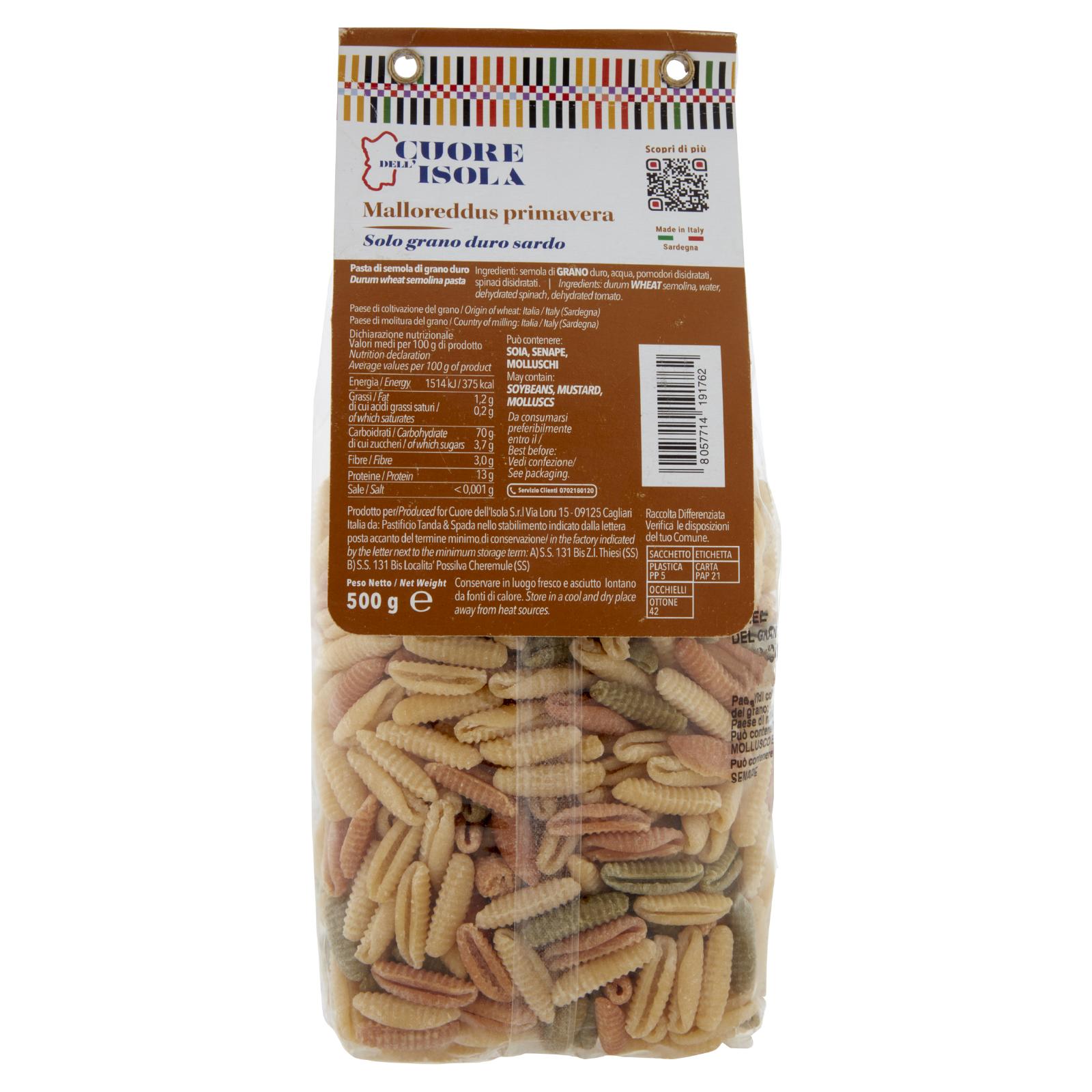 Cuore dell'Isola Malloreddus primavera 500 g