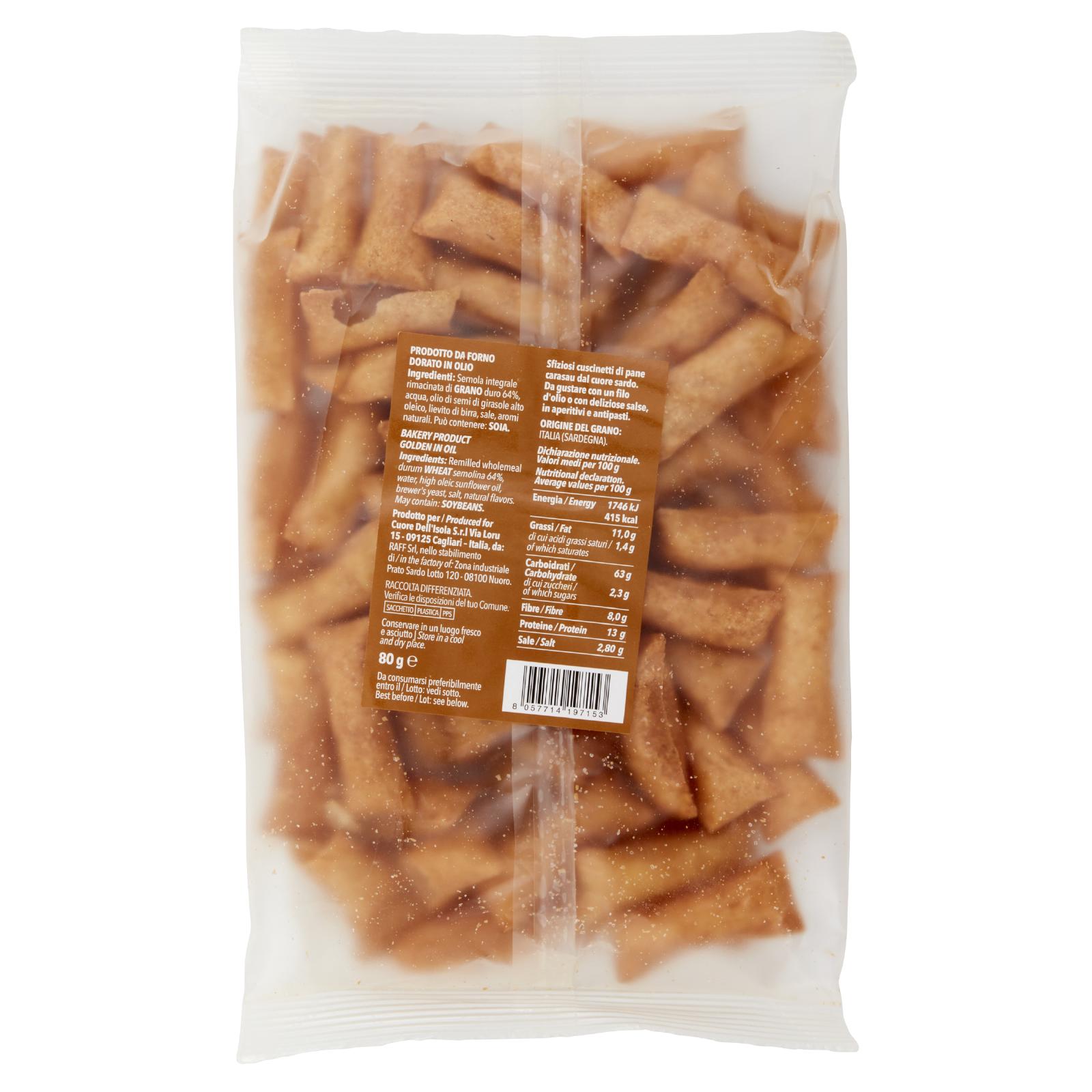 Cuore dell'Isola Cuscinetti Croccanti Sardi Integrali 80 g