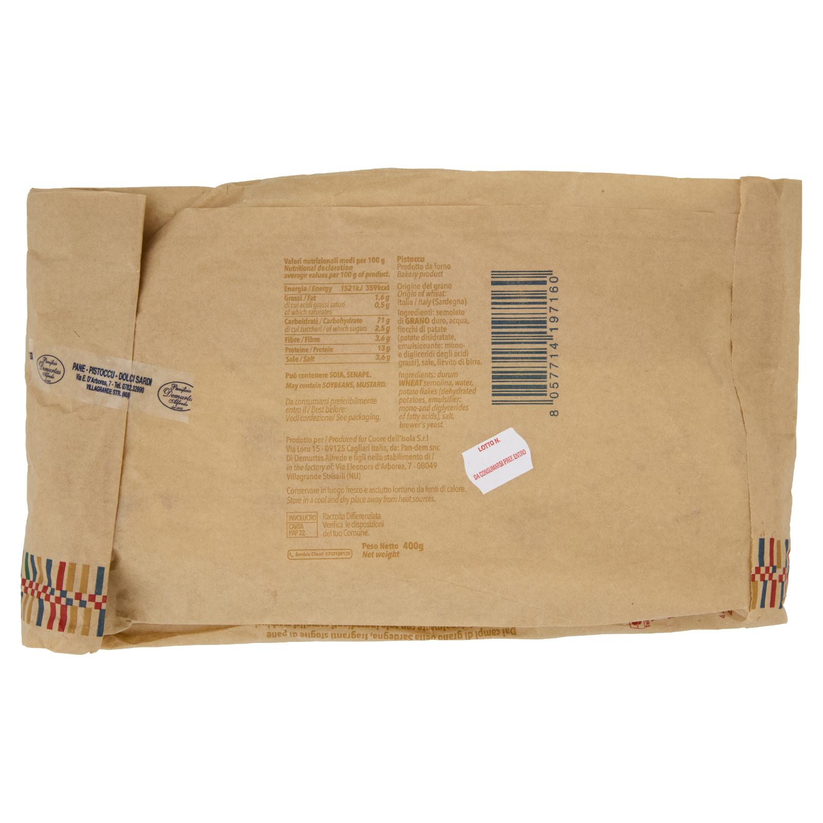 Cuore dell'Isola Pane pistoccu di Villagrande Strisaili 400 g