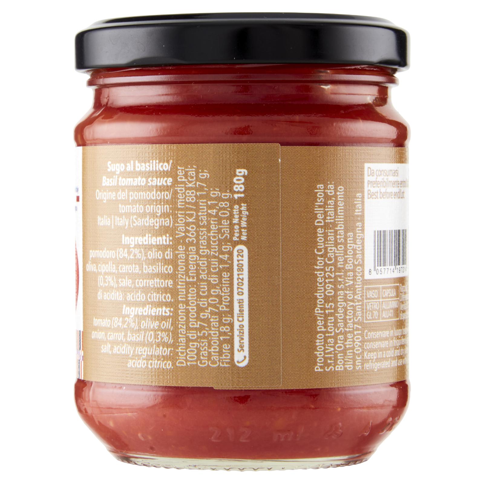 Cuore dell'Isola Sugo al Basilico 180 g